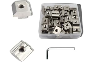 CHRI Tuercas M6 Rosca Deslizantes T-Pista Tuerca de Ranura en T 30 Series Tuercas en T de cabeza de martillo Para Accesorios de Perfil de Aluminio(50 Pcs)