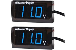 DORHEA 2Pcs DC 12V Car Digital Voltmeter Gauge LED Display DC 5-28V Voltage Mete Waterproof Voltage Display Voltmeter Gauge Meter Power Energy LED Volt Meter for Car Motorcycle (Blue)