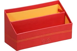 RHODIA 318943C - Porte-Courrier Coquelicot - 25 x 10 x 14 cm - Piqûres Sellier Orange - Extérieur Simili Cuir - Collection Home Office rama - Organisation de Bureau & Rangement Design