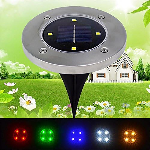 XYDM Solar Buried Lights Stainless Steel 4 LED Outdoor Weatherproof Landscape Driveway Lights for Garden Walk Way Square Decoration 5 PCS