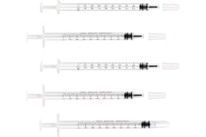 GYXCELC 1 ml Kunststoff Spritzen mit Kappen 50 Stück Kolostrumspritze zum Nachfüllen und Messen von Flüssigkeiten, Haustierfütterung, Kleberapplikator（ohne Nadeln）
