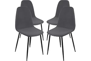 SearchI Stretch Dining Chair Covers,Set of 4 Removable Washable Scandinavian Chair Slipcovers Shell Side Armless Chair Covers for Kitchen, Dining, Bedroom,Living Room Side Chairs,Grey