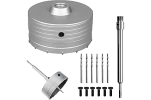 TONGBOKE Scie à Cloche Trépan Ø130 mm, Mèche de forage en béton avec manche rond de 220 mm SDS Plus, Forage Outils de Noyau Creux Trépan de Carottage pour Marbre, Granit, Béton