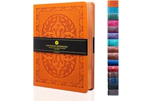 Victoria's Journals Tagebuch, Kunstleder, Vintage, Hardcover, liniertes Notizbuch, altmodisches Reisetagebuch, A5, Größe 14,5 x 20,5 cm, Orange