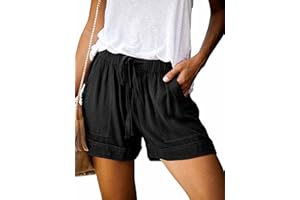 comefohome Shorts Damen Sommer High Waist Kordelzug Elastische Taille Lässig Kurze Hose Shorts mit Taschen
