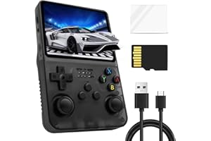 MENGTECH R36S Console de jeu portable avec 20 000 jeux, écran IPS de 3,5 ", système Linux, console de jeu pour les déplacements, carte TF 128 Go, noire