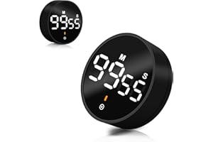 JQZONGO Minuteur De Cuisine Magnétique, Time Timer Numérique sans Bruit à Grand écran LED pour Enfant& Adults, Minuterie et Minuteur Visuel pour la Cuisine en Classe Fitness Cuisson Étudier, Noir