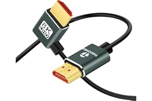 Thsucords Ultradünnes 8K HDMI Winkelstecker 2.1 90 Grad Linkswinkliges Kabel 1M, Flexibles Schlankes Hochgeschwindigkeitskabel, Unterstützt 4K @120Hz, 8K @60Hz, Kompatibel mit Roku TV/HDTV/PS5/Blu-ray