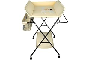 SHISHI Fasciatoio Portatile Pieghevole, Fasciatoio a Piedi per Neonati, Fasciatoio da Viaggio, Materassino Fasciatoio Impermeabile e Lavabile, Protegge la Vita (80×66×(92-98) cm, Giallo-nero A)