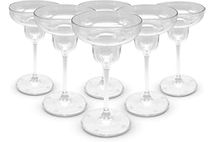 DOJA Barcelona | Vasos Plastico Margarita | Transparente | Pack 6 | Copas Margarita Plastico Duro Reutilizable | Vasos Policarbonato Transparente | Copas Plastico Margaritas, Cocktail Reutilizables