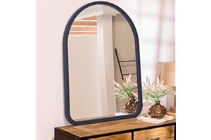 HLFMVWE Arched Framed Wall Mirror Antique Rustic Wood Frame Mirror for New Home Vanity Farmhouse Bathroom Bedroom Entryway Hallway Small Decorative Mirror 40 × 30 CM