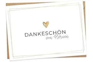 ‎KOKO LORA KOKO&LORA® Dankeschön von Herzen - moderne Faltkarte mit passendem Kraftpapier-Kuvert und ansprechender Haptik