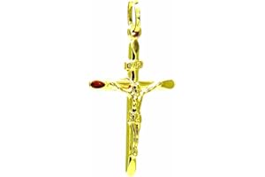 PEGASO GIOIELLI Ciondolo in Oro Giallo 18kt (750) Pendente Croce Smussata con Cristo Uomo Donna Bambini