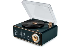 Big Ben Enceinte Bluetooth réveil en Forme de Tourne Disque Vert foncé