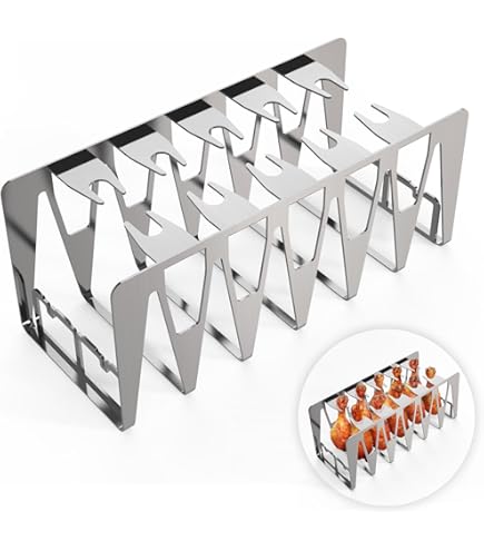 mocisa Rib-Rack Size XL (6 stuks) | ribhouder met handgrepen | het professionele hulpmiddel voor het grillen van ribben | roestvrij staal | geschikt voor levensmiddelen | gemaakt in Beieren | voor