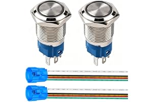 Gebildet 2 stycken 16 mm Rostfritt Stål Kortvariga Tryckknappar 12 V–24 V 5A LED 1NO1NC SPDT ON Off Vattentät Tillfällig Tryc