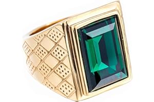 HIJONES Uomo Donna Acciaio Inossidabile Classico 18MM 18k Oro/D'argento Placcato Birthstone Anelli con Pietra