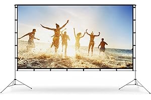 120 inch Projector Screen with Stand, Vamvo Outdoor Indoor Screen 16:9 4K Full HD for Home Theatre Office Presentation, Portable Projector Screen Winkle-Free with Carrying Bag