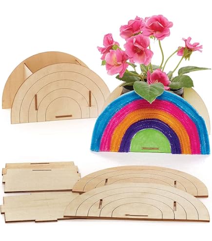 Baker Ross – Kits De Paniers à Tisser Arc-en-ciel – 5 Paniers En Carton + Raphia Coloré – Loisir Créatif Enfant Dès 5 Ans