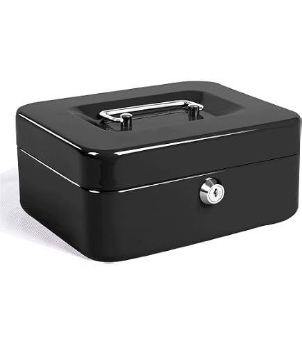 Petite Boîte Verrouillable Avec Clé - Coffret Métal Pour Argent, Bijoux, Documents - 2 Clés Incluses - Dimensions 11,5x8,5x5,8 Cm - 3