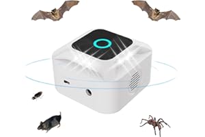 YOUKK Ultrasónico para Ratas, 2024 Repelente de murciélagos, Ardilla y cucaracha ultrasónica, 360 ° con luz LED, Repelente ultrasónico para Ratones Cucarachas antiplagas enchufables para jardín