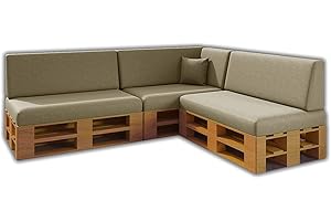 MICAMAMELLAMA Pack Ahorro Conjunto 8 Cojines para Sofa de palets/europalet 3 Asientos + 3 Respaldos + Rinconera + Cojin | Desenfundable | Interior y Exterior | Color Crema | Espuma de Alta Densidad.