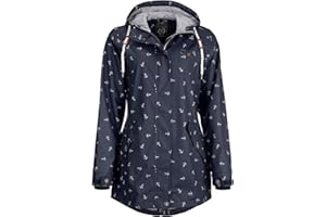 Dry Fashion Damen Regenmantel Cuxhaven mit Anker-Print - Regenjacke Jacke für Frauen mit verstellbarer Kapuze Winddicht Wasserdicht