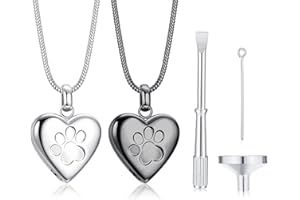 Milacolato 2PCS Gioielli Cremazione Animali Domestici Ceneri Ciondolo Stampa Zampa Animali Domestici Collana con Urna Forma Cuore Gioielli Commemorativi per Ceneri di Animali Domestici/Cane/Gatto