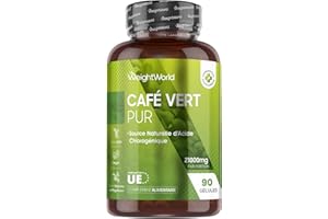WEIGHTWORLD Café Vert en gélules 21000mg par Jour, 90 Gelules de Cafe Vert Vegan, Extrait de Green Coffee Bean Arabica, Source Naturelle d'Acide Chlorogénique, Vitamine B & Magnésium, 1 Mois d'Approvisionnement