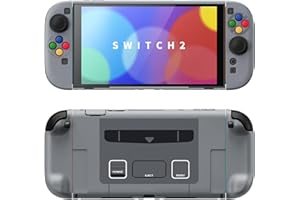 PlayVital Coque pour Switch 2 Console avec Support & Capuchon Joystick,Étui de Protection Rigide pour Nintendo Switch 2 Manette Joycon Grip Cover Dockable-SFC Snes Classique EU Style