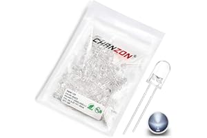 CHANZON 100 Stück 5mm weiße LED-Dioden lichter (Klar Rund Transparent DC 3V 20mA) Helle Glühbirnen Lampen Elektronikkomponenten Anzeigelicht emittierende Dioden