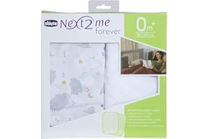 Chicco Kompatybilny zestaw pościeli Chicco Next2Me Forever, 2 szt., 58 x 110 cm, bawełna, 2 arkusze mini z elastycznymi krawędziami, akcesoria materac noworodka +0 miesięcy, biały i szary