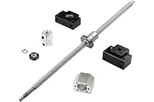 CNCYEAH Ball Screw SFU1605-500 mm Threaded Spindle Stainless Steel Linear Guide with BK12 / BF12 Support, DSG16H Nut Housing + Ball Nut + Coupling for Engraving Machine
