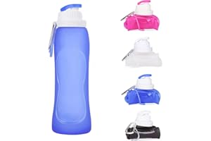PAPU Bottiglia d'acqua Sport BPA Free, bottiglia d'acqua ultraleggera 500ml pieghevole a prova di fuoriuscita Bottiglia d'acqua per fitness palestra yoga escursionismo all'aperto (blu)