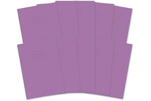 Hamelin A4 Exercise Books, 48 Pages, Purple, Pack of 10 for School, 8 mm Ruled and Margin