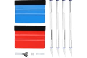 VIDSMOW 8 PCS Espátula Vinilo, Aplicación de Películas Adhesivas con 2 Raspador de Fieltro, 1 Cuchillo Artesanal y 5 Cuchillas de Reemplazo, Ideal para Ventanas y Proyectos de Bricolaje