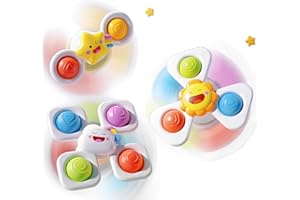 Echehi Lot de 3 Jouet Ventouse Bebe, Jouet Bain Bebe, Jeux Sensoriel Bebe. Soleil