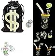 Newzenx® Glass Duffused Cut Bong 5.5 Inch Red & White Reversal Artwork Bong (for Oil/Honey/Meth/Weed/Multi Purpose All-in-One Bong) Included Velvet Pouch & Full Accessories