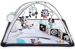 Tiny Love Black & White Gymini, 2-in-1 Musical Baby Play Mat, 0+ Months, Baby Play Gym, 18 Activities, Interactive Musical Toy, High Contrast Book, Adjustable Arches, Magical Tales