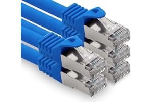 freiwerk 1,5m - blau - 5 Stück CAT.7 Netzwerkkabel Lan Ethernet Patch Kabel S-FTP LSZH PIMF 10GB s RJ45 Stecker Cat6a