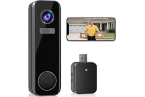 GEREE Video Doorbell Camera Wireless with Ringer Chime, 2K HD Door Bell Camera, Battery Operated, Smart Motion Detection, Night Vision, 2-Way Audio, Only Support Cloud Storage,2.4G WiFi, Works with Alexa