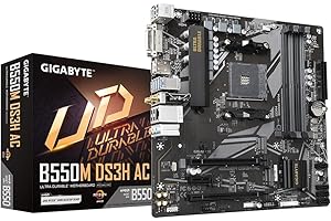 GIGABYTE TECHNOLOGY GIGABYTE B550M DS3H AC Placa Base - Procesadores AMD Ryzen 5000, VRM de 5+3 Fases, hasta 4733 MHz DDR4, 1xPCIe 4.0 + 1xPCIe 3.0 M.2, Wi-Fi 5, LAN 1GbE, USB 3.2 Gen 1