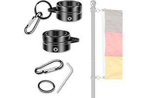 NQ Aluminiumlegierungs Fahnenmastringe 2-teilig, 360° drehbar, für Ø 1,9-2,5 cm Flaggenmast, Fahnenmast Zubehör (Schwarz)
