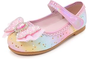 New front Ballerine Bambina Scarpe Principessa Eleganti Piatto in Pelle Scarpe da Principessa Eleganti Bambine e Ragazze per Partito e Carnevale