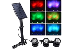 WisHomee Unterwasser Solar Teichbeleuchtung für den Außenbereich, Tauchfähige Solar Poolbeleuchtung, RGB LED Brunnenlichter, Landschaftsstrahler für Garten, Terrasse, Baum, Rasen