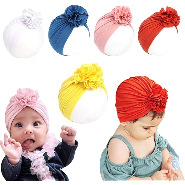 BEBOAN 3 PCS Newborn Baby Headband For Baby Girls 0-3, 3-6, 6-12 Months, 12-24 Months, 0-3 Years With Bows Soft Nylon Wide Baby Turban Headbands Baby Hair Bows For Newborns Toddlers Tiny Baby