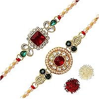 Combo Pack of 2 / rakhi for brother and bhabhi With Roil Chawal / rakhi for brother / rakhi gift for brother / rakhi…