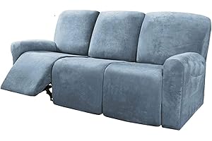 Honeyhouse Funda de sofá Relax de 3 plazas, Funda de sillón reclinable de Terciopelo Extensible de 8 Piezas, Funda para sofá Relax de 3 plazas con Bolsillo Lateral Antideslizante, Lavable