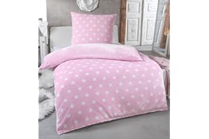 MALIKA Warme Winter Plüsch Sterne Wende-Bettwäsche Nicky-Teddy 'Cashmere Touch' Coral Fleece viele Farben & Größen, Farbe:Rosa, 3 Stück, Größe:135 x 200 cm