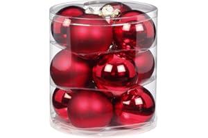 MAGIC BY INGE MAGIC Weihnachtskugeln Glas 8cm 12 STK. Christbaumkugeln Farbe: Bordeaux - Ochsenblut
